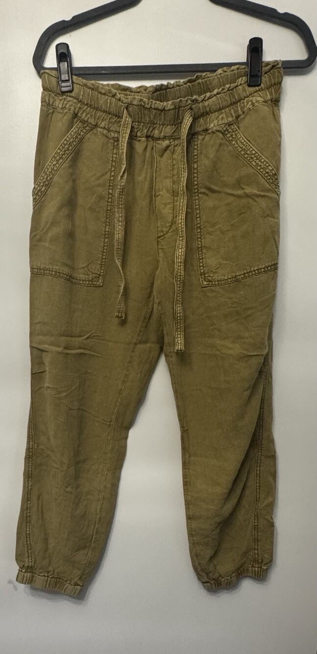 Anthropologie Rhys Utility Joggers Pants Size M Linen Moss Green